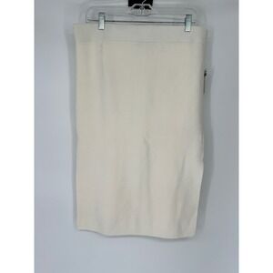 Abercrombie Fitch Ribbed Knit Midi Skirt Cream Ivory XL Elastic Waist